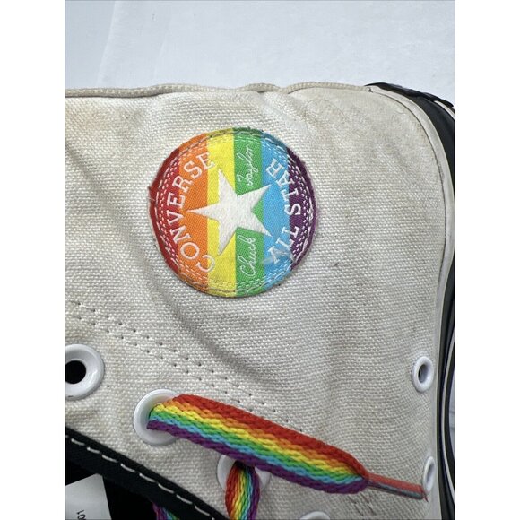 Converse Chucks Pride Sneakers Mens 4 Womens 6 Custom Made Black White Rainbow - Picture 7 of 14
